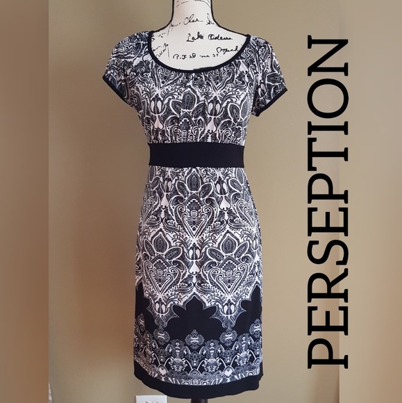 Perseption Dresses & Skirts - Perseption Black&White Patterned Dress size M
